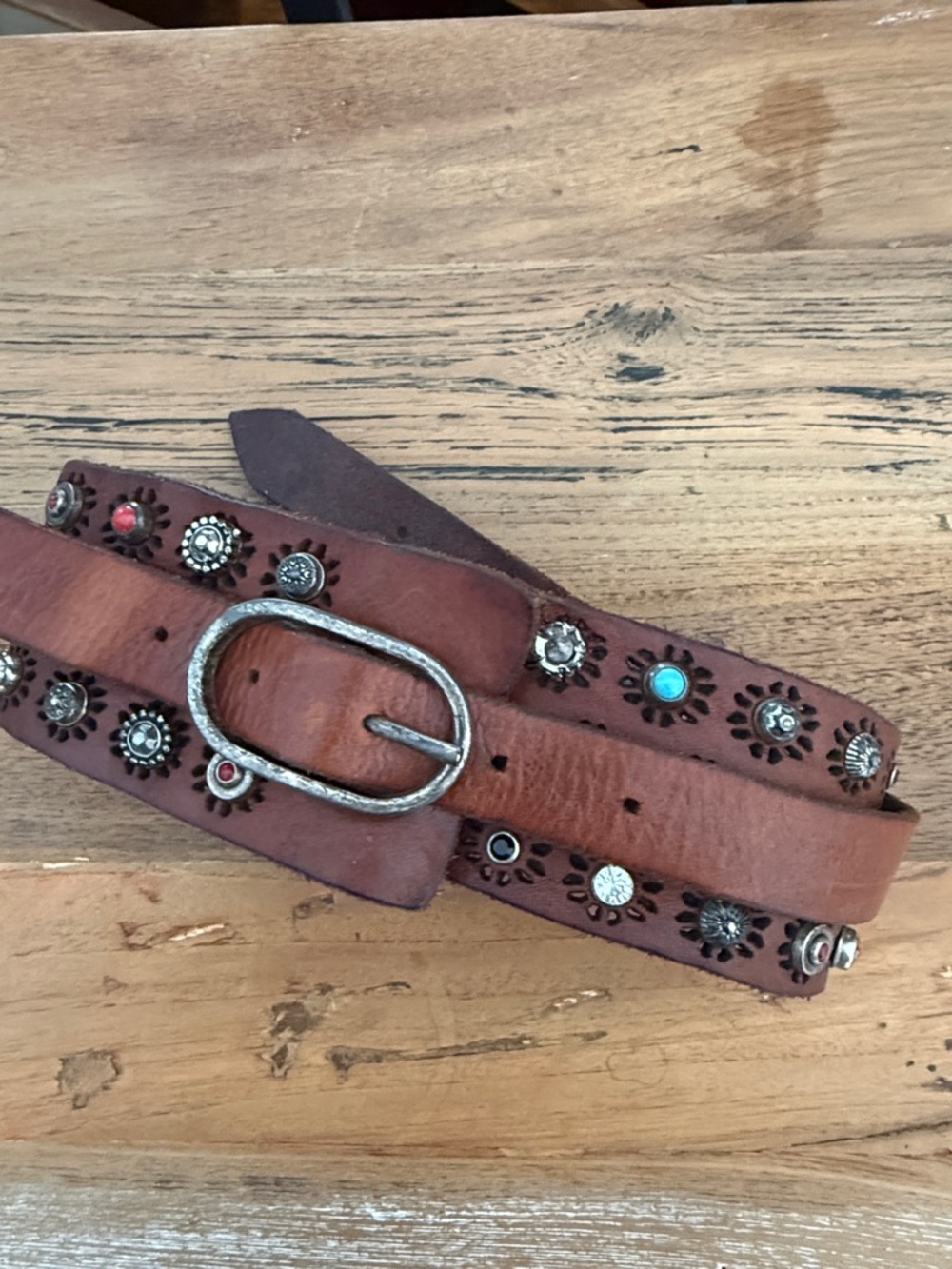Campomaggi 3 row Ravenna stud belt in malt brown leather. New with tags.